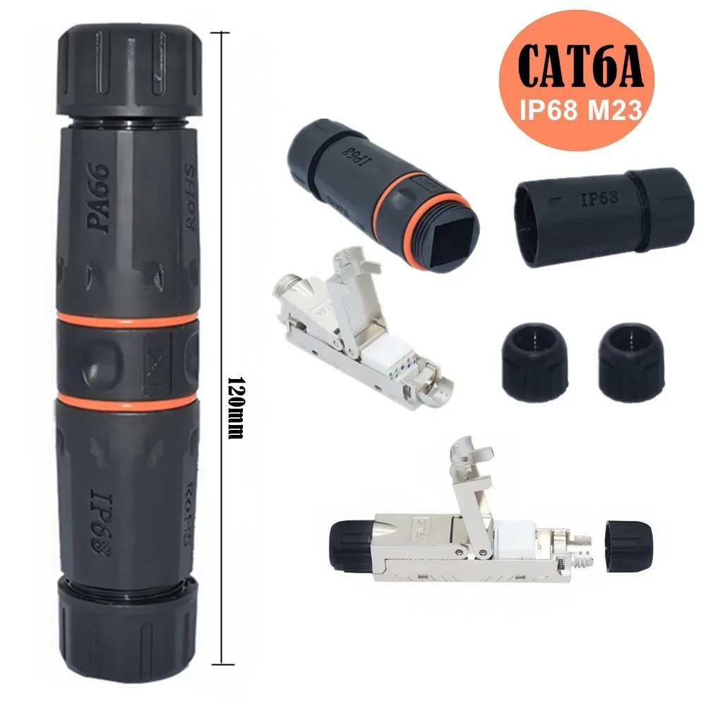M23 RJ45 Connector IP68 Waterproof Toolless Field Extension Kit,Full Shielded Coupler for Cat6 Cat6A Ethernet Cable Outdoor