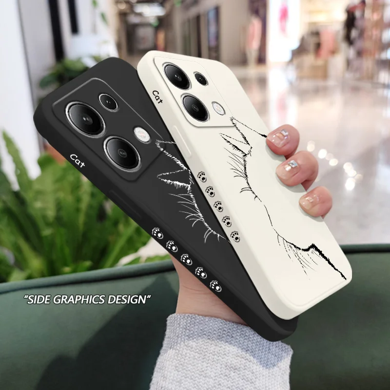 Cute Pretty Cat Phone Case For Xiaomi Redmi Note 14 13 12 12S 11 11S 10 10S 9 9S Pro Plus 4G 5G Liquid Silicone Cover
