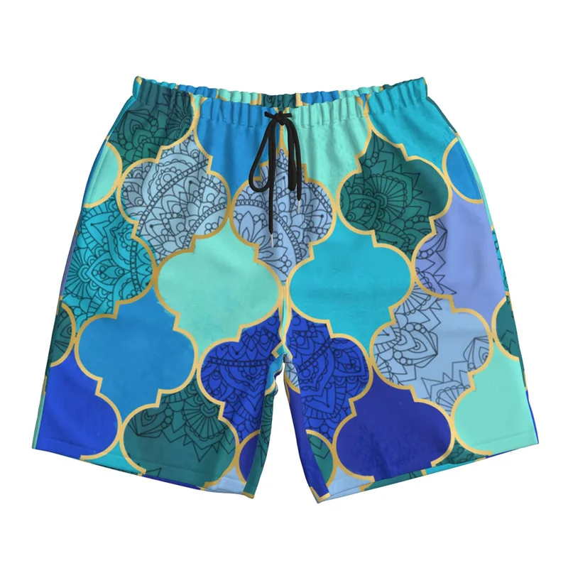 

Summer Casual Geometric Patterns Board Short For Men's Vacation Outdoor Loose Breathable Beach Shorts Surfing Sport Quick Dry