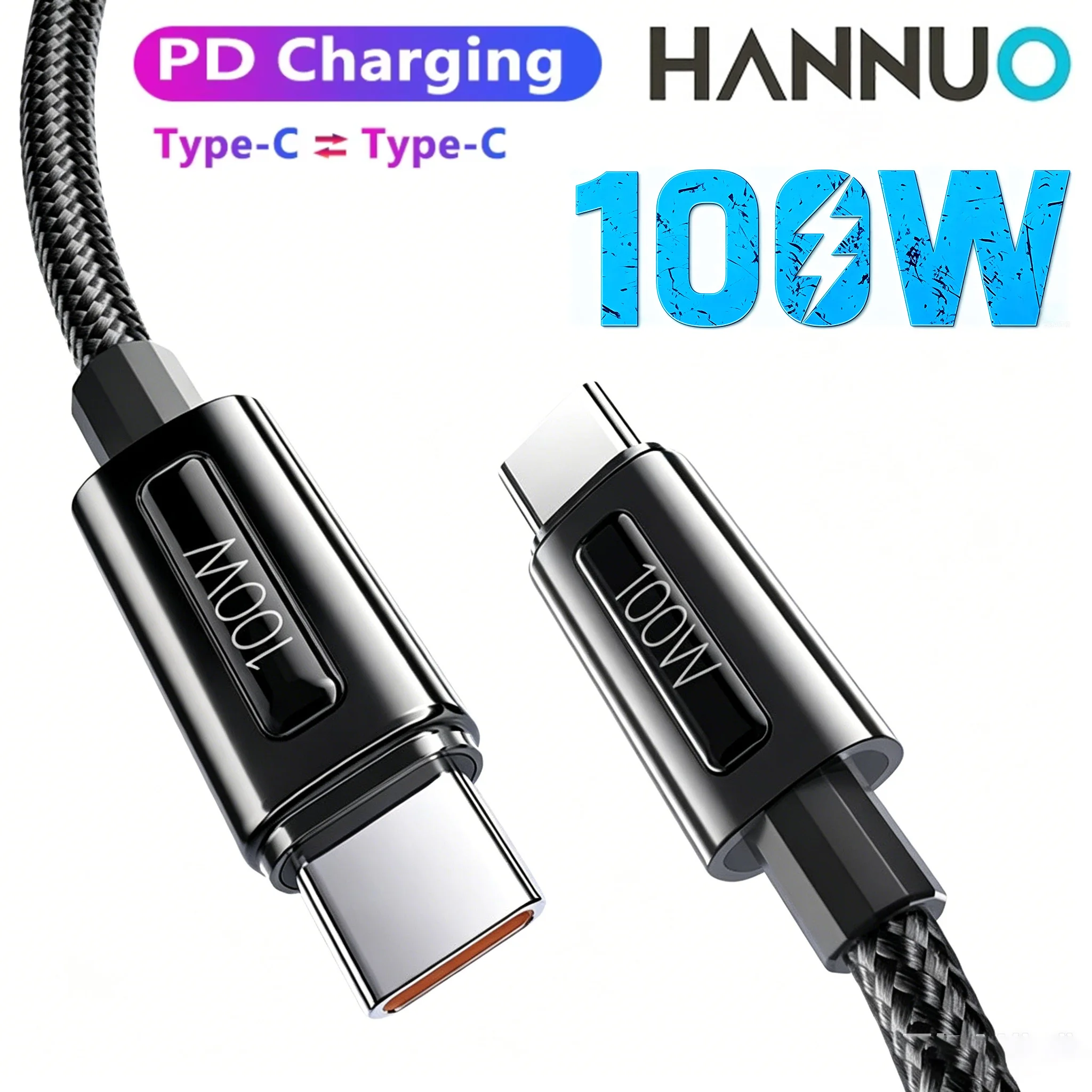 

HANNUO 100W USB C to USB C Cable PD Fast Charging Charger Wire Cord For iPhone 15 16 17 Pro MaxMacbook Xiaomi iPad Samsung USB C