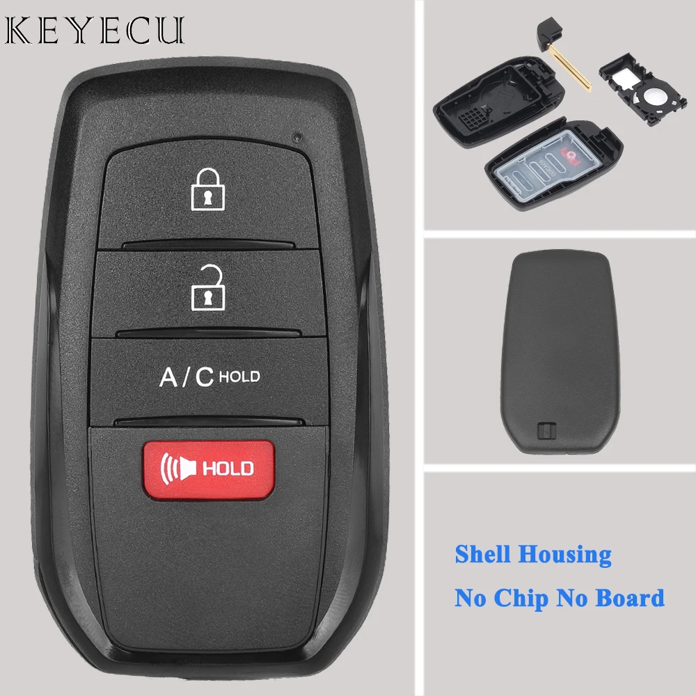 Keyecu Smart Remote Key Fob Shell Case Replacement 4 Buttons + Emergency Key Blade for Toyota BZ4X 2023 2024 FCC ID: HYQ14FBX