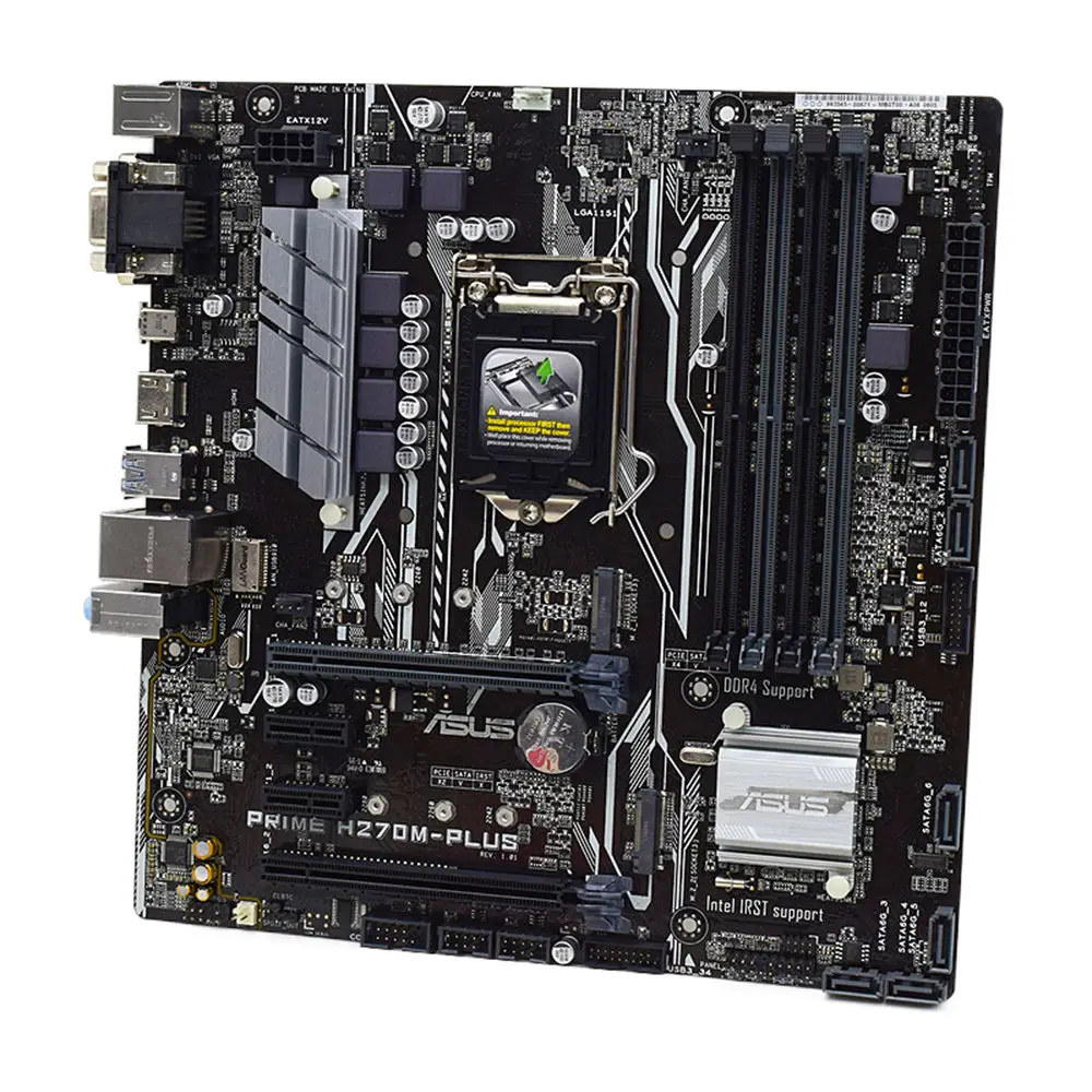 Asus PRIME H270M-PLUS 마더보드 LGA 1151 인텔 H270 DDR4 64GB 지지대 코어 i3-6100 i5-6500 7400 6700 i3-6300 CPU M.2 마이크로 ATX