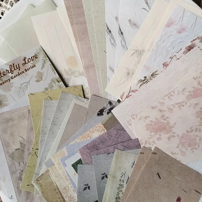 60 hojas/paquete Cuaderno vintage con alfabeto Materiales creativos Flores de papel Decoración de collage Notas adhesivas