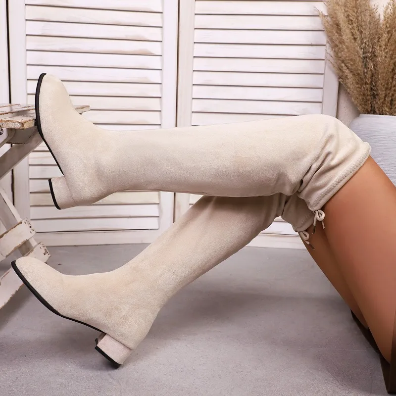 Mid Heels Women Long Boots 2025 New Designer Elegant Shoes Winter Snow Comfortable Sock Boots Dress Pumps Classical Knee Boots