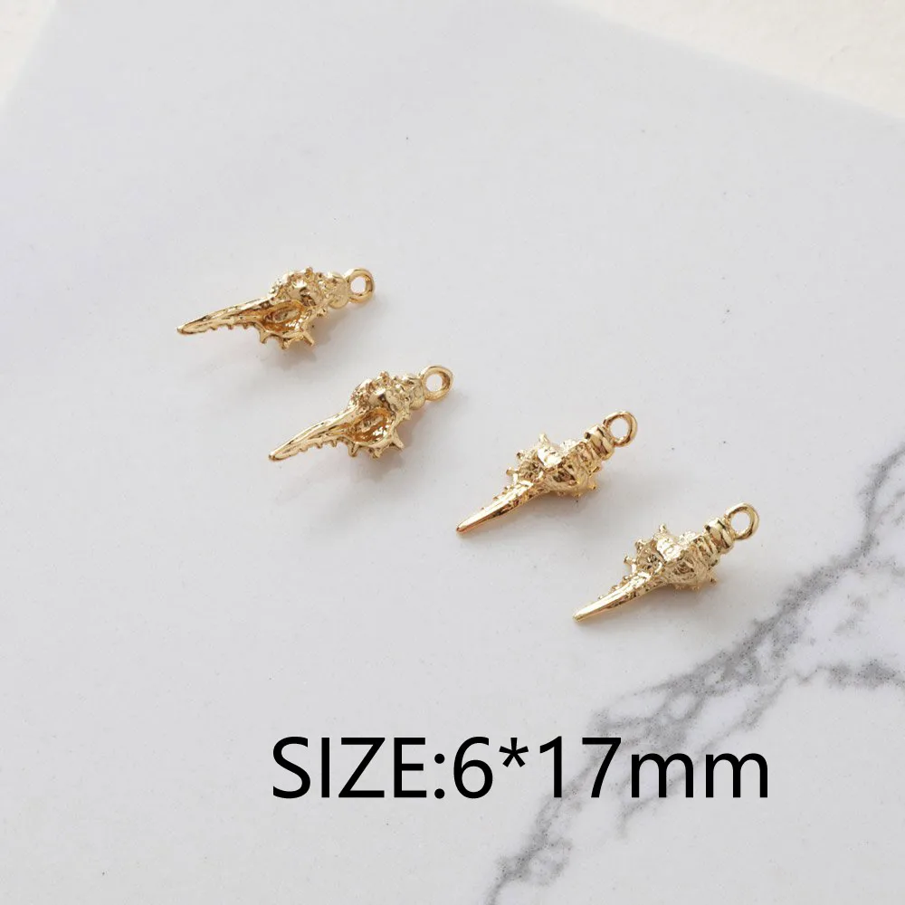 6PCS Dainty Small Conch Shell-shaped Charms Necklace for Jewelry Making Pendant DIY Hand Made Brass 14k Gold Filled