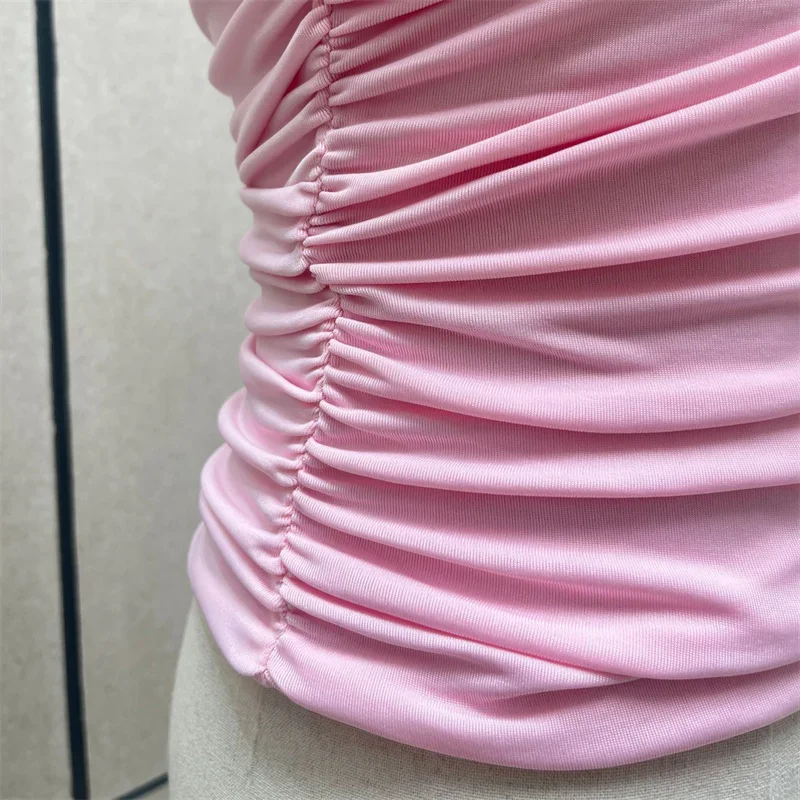 Camiseta para mujer, nueva camiseta sin mangas con decoración floral 3D para verano 2025, camiseta sin mangas Sexy sin espalda, top corto, corsé para mujer, top para mujer