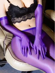 Sexy Women Oil Glossy Shiny Glove Sheer See Through Five Finger Gloves Sunscreen Driving Wedding Allure Elegant Glove