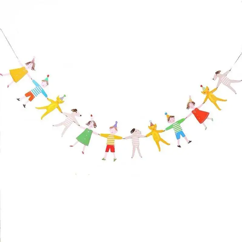 Niedliche Party-Dekoration, Wimpelkette, 8/12 Stück, „Hände in Händen“-Motiv, Jungen- und Mädchen-Motive, Katzen- und Hundemotive, für Kinderzimmer, Geburtstagsdekoration. – Detail 4