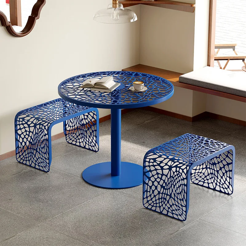 Park guesthouse courtyard round table, Nordic outdoor round table, café, rust-proof