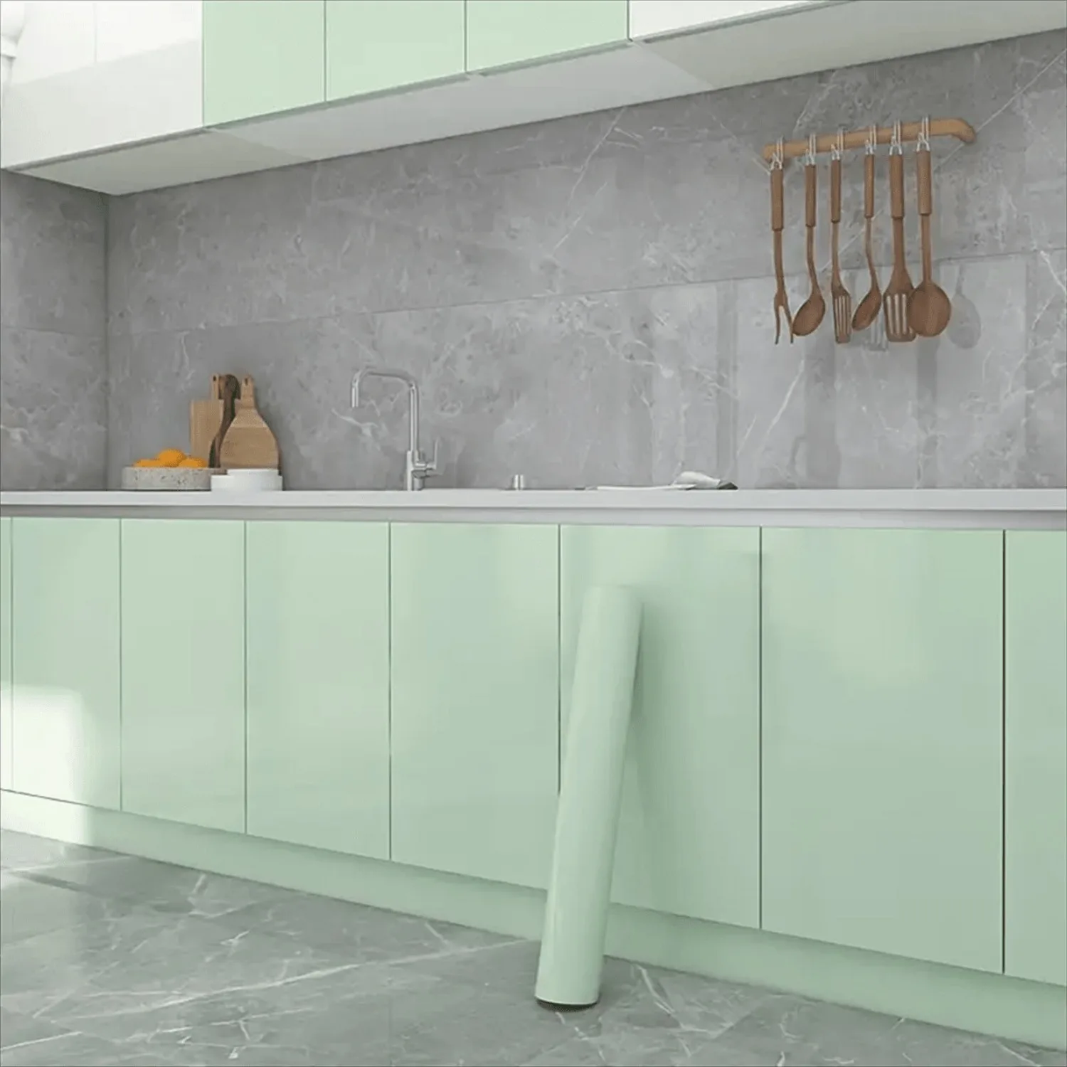 

55 см зеленая матовая самоклеящаяся пленка-наклейка для DIY мебели, кухонных шкафов, столов, ремонта стен, утолщенная защитная стена