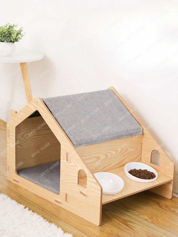 Cat Nest Four Seasons Universal Semi-Enclosed Cat House with Dining Table Multifunctional Accessory Pet