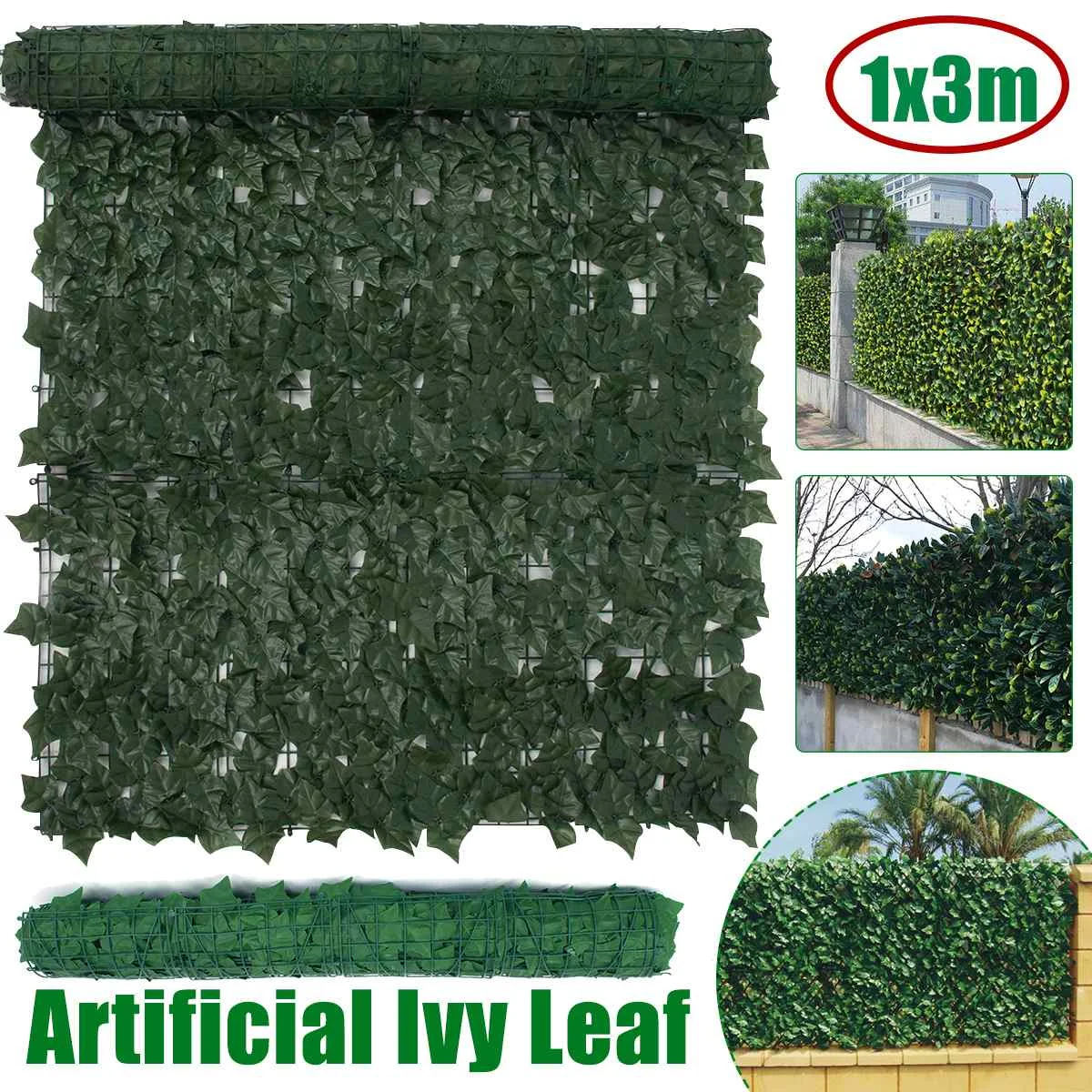 100x300cm Artificial Ivy Hedge Fence Panels Green Faux Ivy Leaf Privacy Fence Screen for Outdoor Home Garden Balcony Decoration