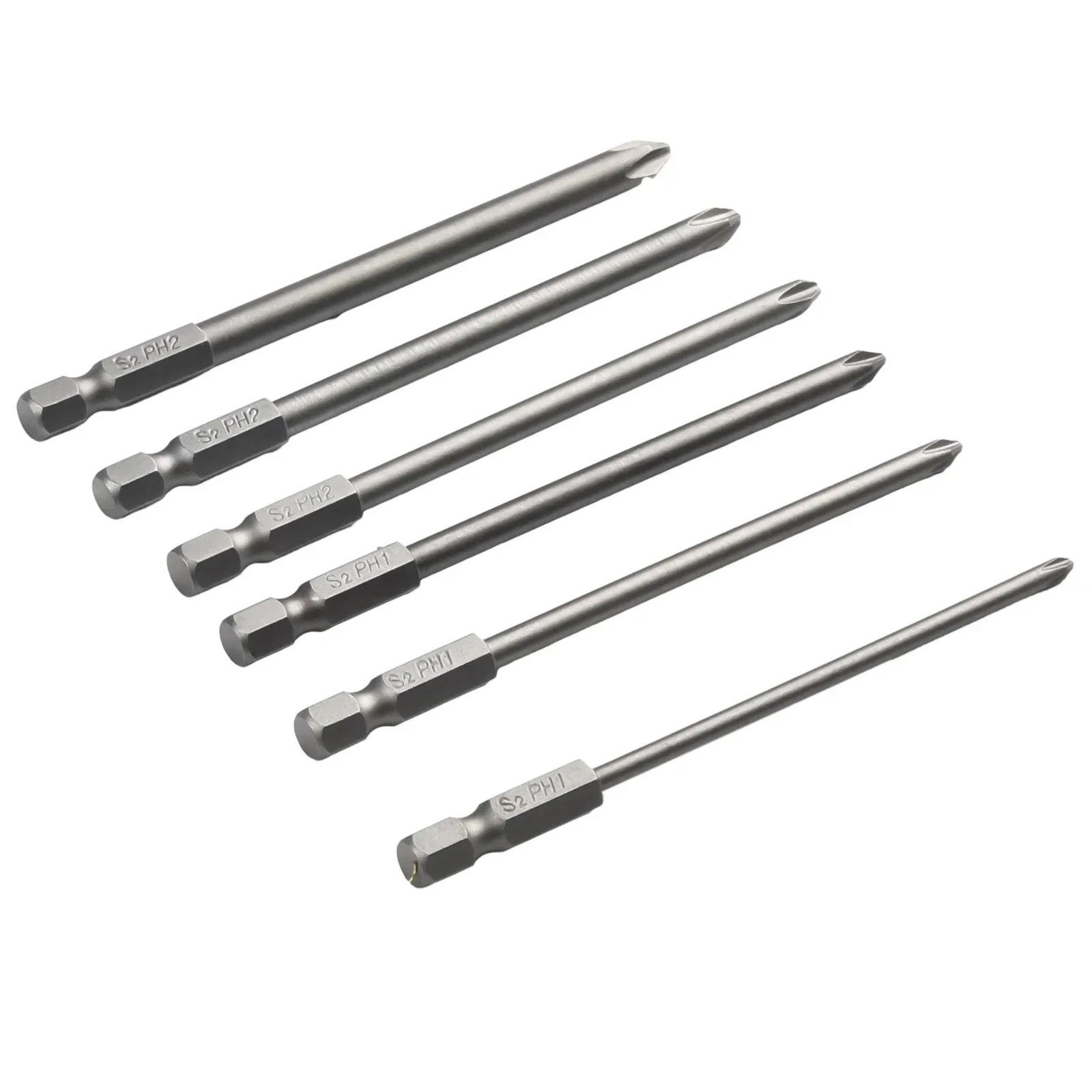 6 pçs conjunto 1/4 haste 100mm de aço longo magnético hex cruz cabeça chave de fenda bit para parafusos domésticos grandes eletrodomésticos