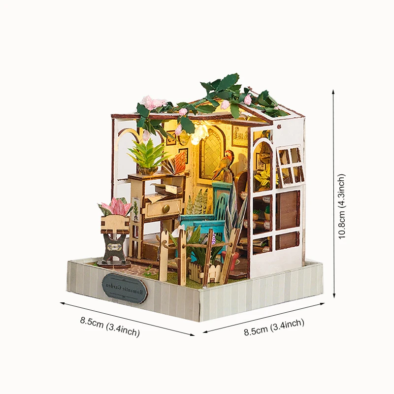 3D Wooden Puzzles Wooden DIY house Corner Christmas Wooden Model Kits with LED DIY Coffee Shop Garden Craft Gifts for Kids Adult