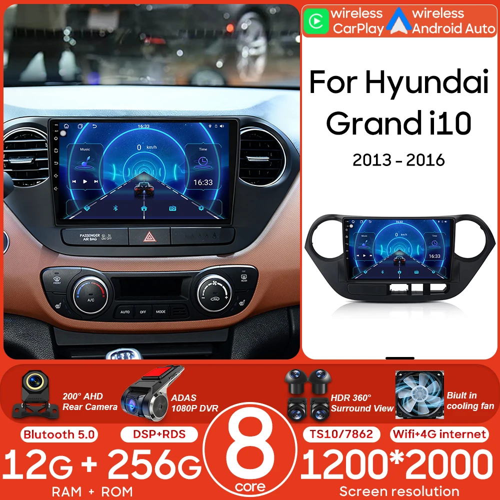 

For Hyundai Grand I10 2013 2014 2015 2016 Android Car Radio Multimedia Video Player Carplay Head Unit Navigation GPS Stereo DSP