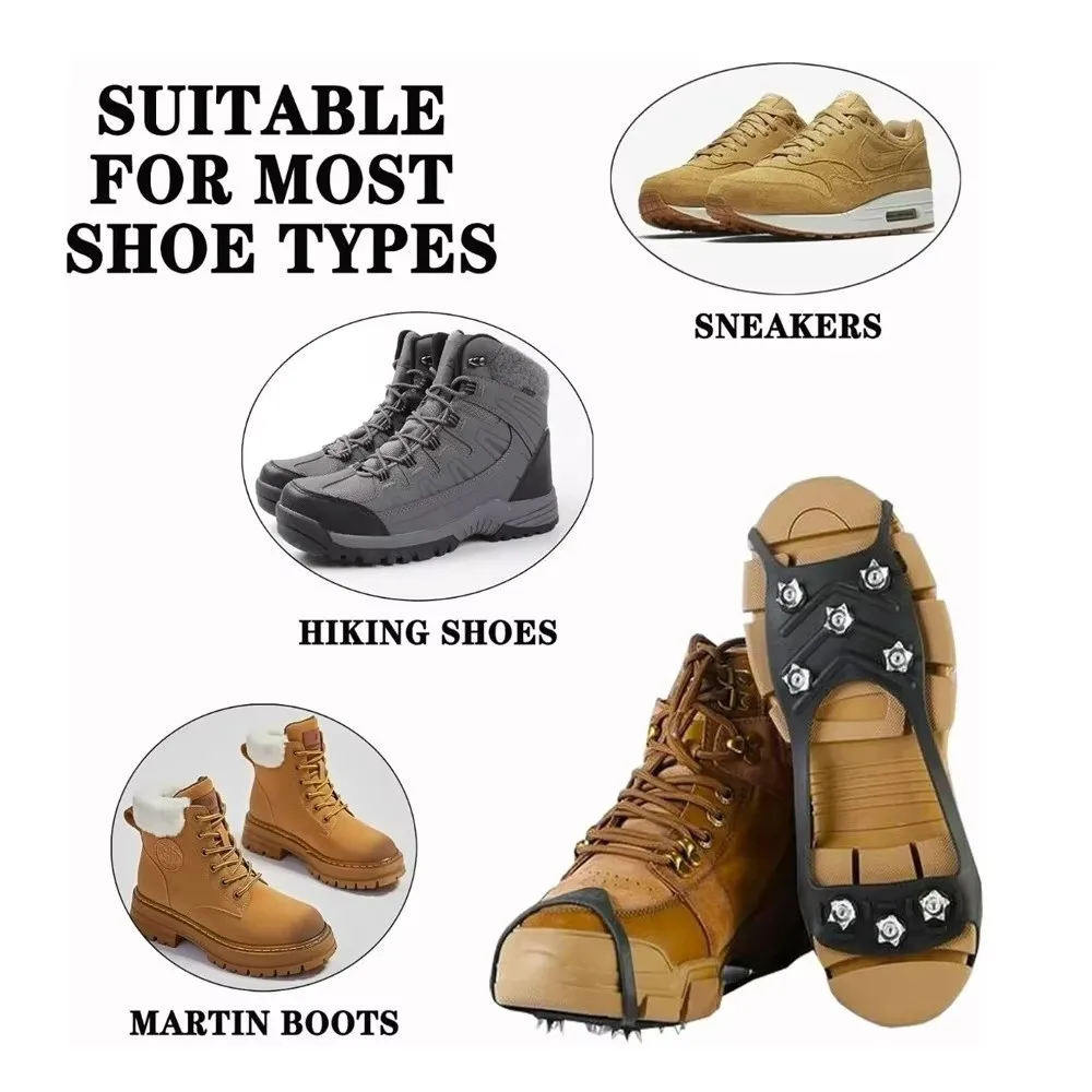 1 Pair New 5/8 Teeth Ice Gripper Spike Universal Anti-Slip Shoes Crampons Spike Climbing Crampon Winter Outdoor view 2