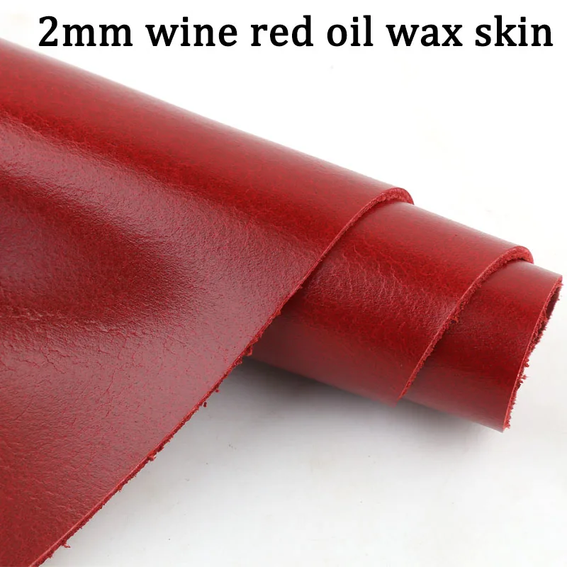 2 mm weinrotes Ölwachsleder, steife handgefertigte DIY-Oberschicht, echtes Leder, Ledermaterial, Handkontobuch, Geldbörse, Tisch