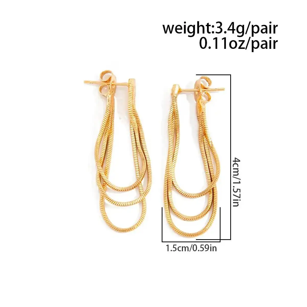 KunJoe 2026 New Fashion Luxury Metal Tassel Snake Chain Stud Earring Women 2026 New Elegant Piercing Ear Daily Wear Jewelry Gift - view 4