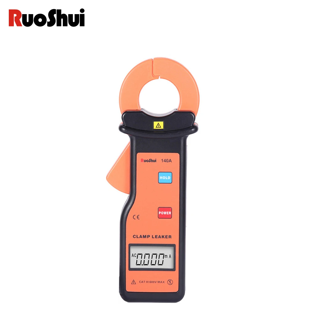 RuoShui 140A AC Leakage Current Clamp Meter Auto Range Current Leak Tester with Digital Hold Peak Value Data Storage 600A