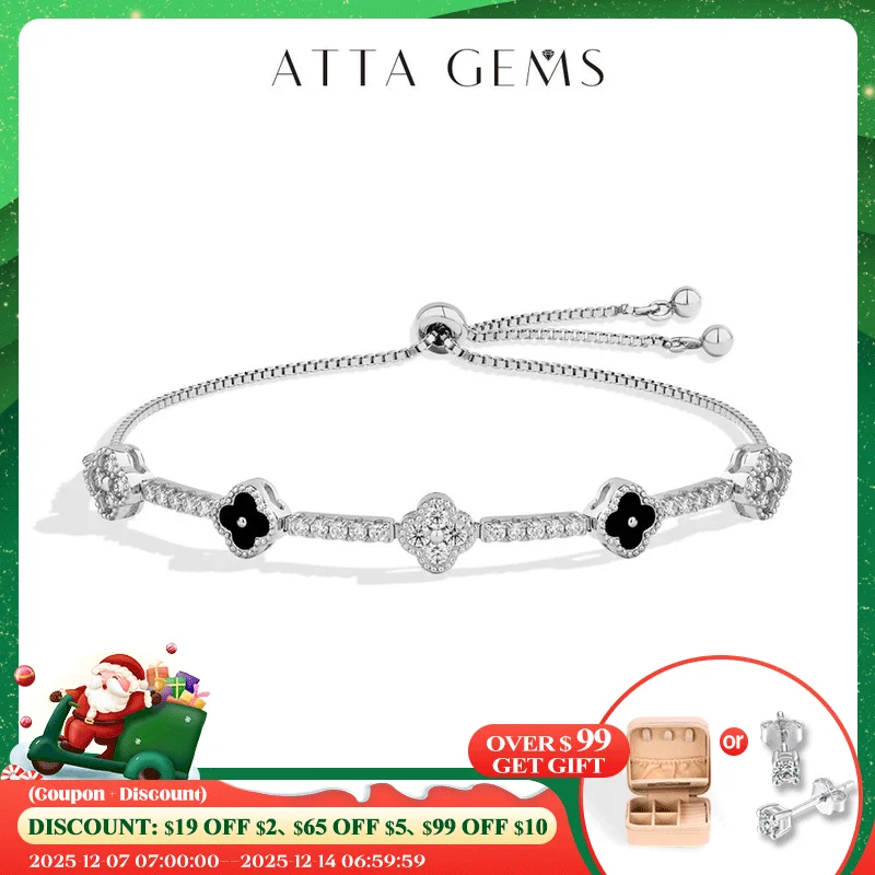 

ATTAGEMS Flowers Design Moissanite Charm Bracelet For Women 925 Sterling Silver 18KGold Plated Tennis Luxury Chain Party Jewelry