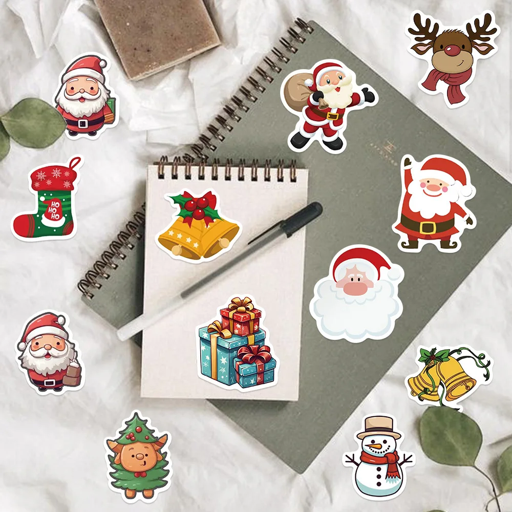100 قطعة ملصقات الكتابة على الجدران سانتا كلوز تزيين الغيتار دفتر الأمتعة DIY بها بنفسك مقاوم للماء عطلة الأطفال ملصقات القرطاسية