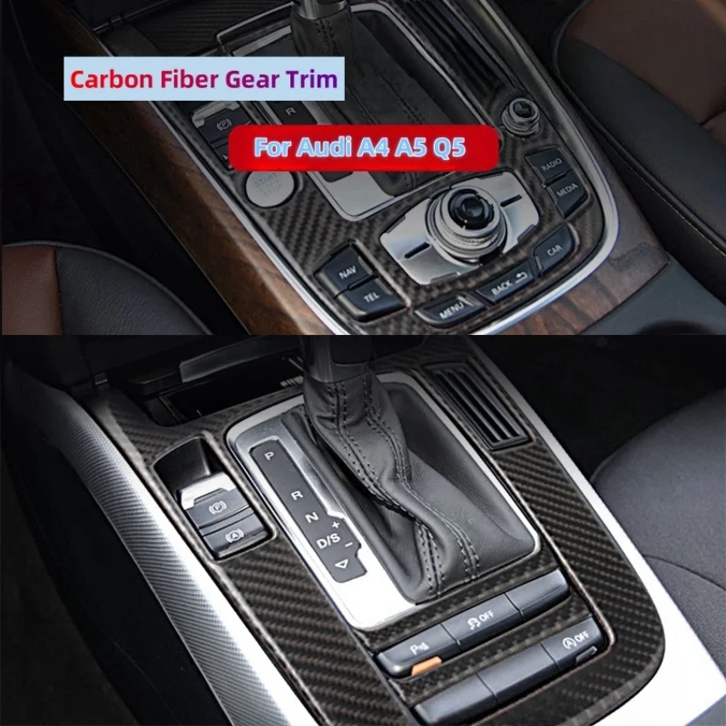 لأودي A4 A5 2013-2016 Q5 2013-2018 ألياف الكربون الداخلية السيارات والعتاد التحول صندوق غطاء لوحة اكسسوارات الكسوة الفقرة المركبات
