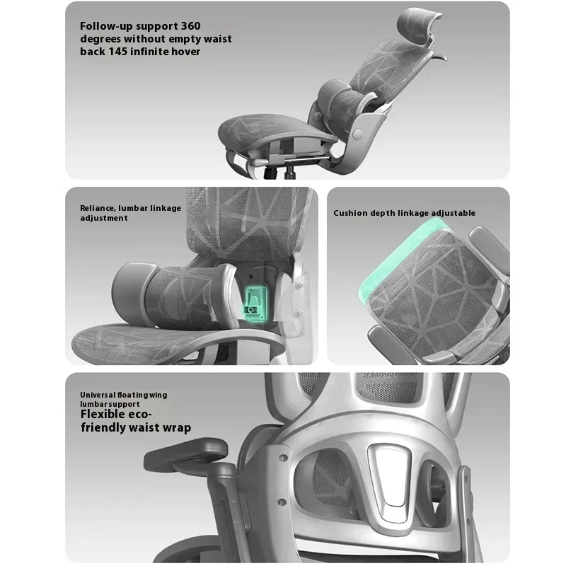 كرسي بعجلات بدواسة مريح لدعم الظهر 8D مسند ذراع آلي 360 درجة °   دوران مريح أثاث المكاتب سيلا Ergonovka