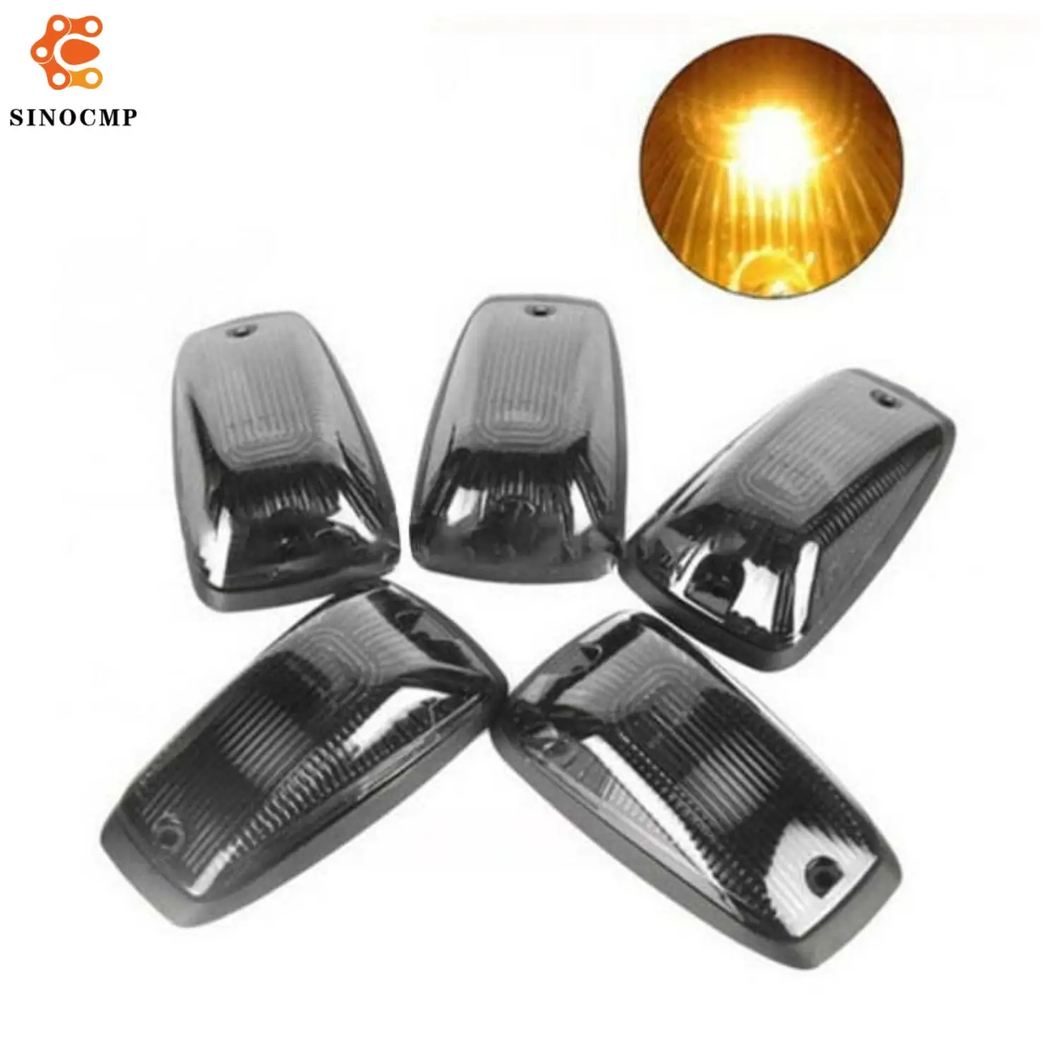 

5Pcs Amber LED Cab Marker Roof Lights Clearance Lights 11516638 15599040 15691885 264159BK For 1988-2002 Chevy GMC Pickup Trucks