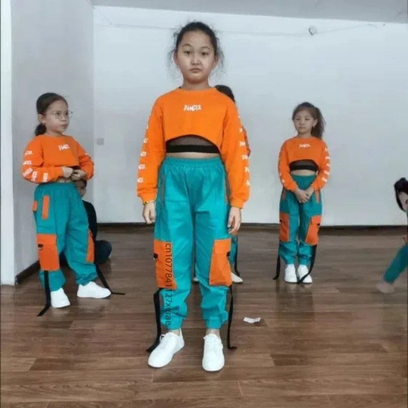 Nieuwe jazzdanskostuums voor meisjes, hiphop voor jongens en meisjes, streetdance, exposed navel runway stage performance-kostuums