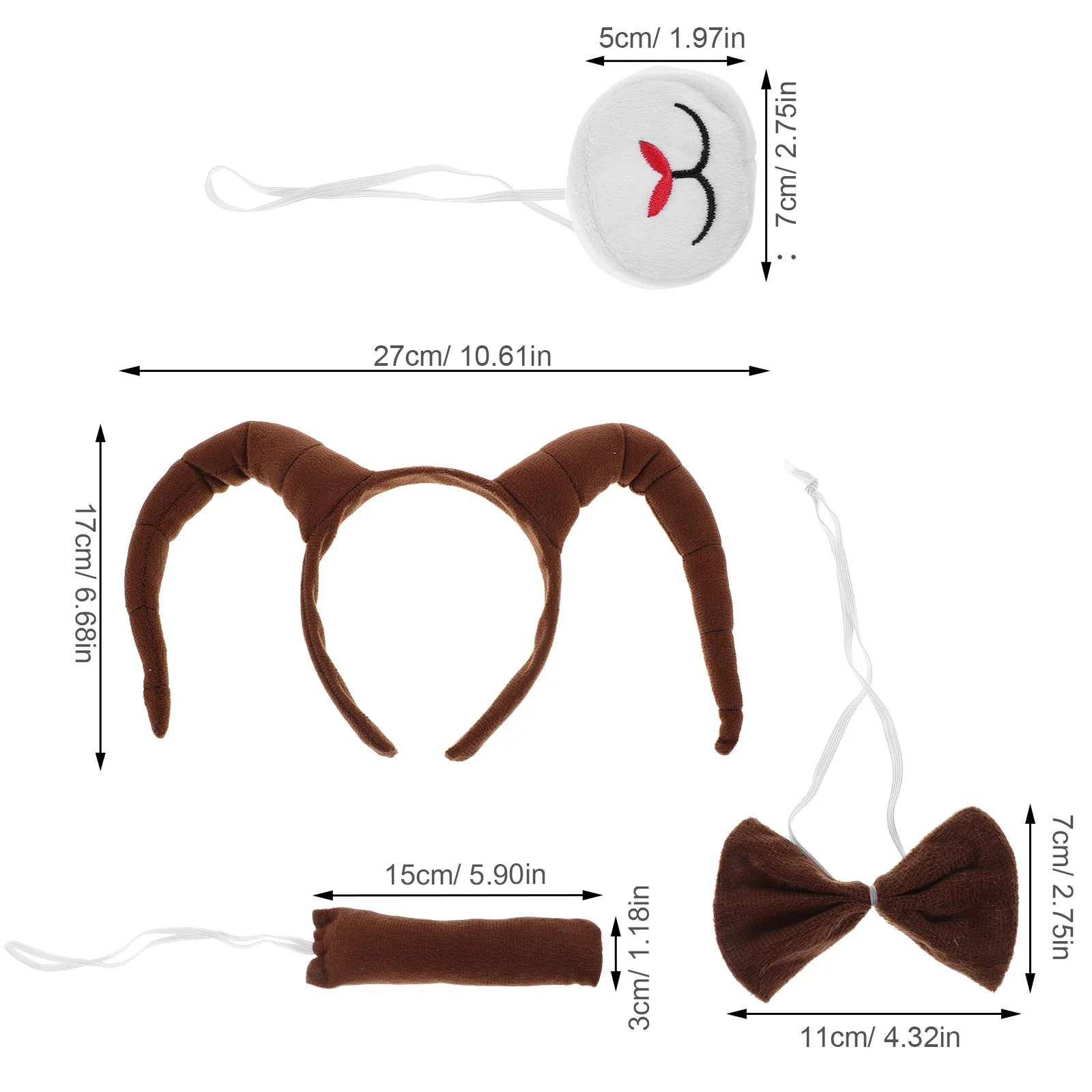 1Set Antilopenhoorn Hoofdband Kostuumset Realistisch Lichtgewicht Halloween Party Cosplay Staart Foto Props Accessoires