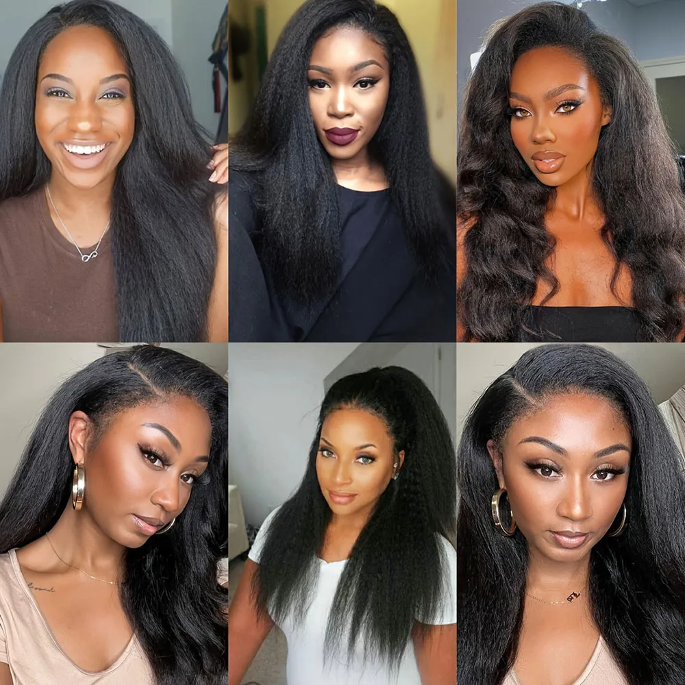 13x4 HD Lace Frontal Wig 100% Brazilian Human Hair Wig Kinky Straight Lace Closure Natural Color Human Hair Extensions For Women image 6