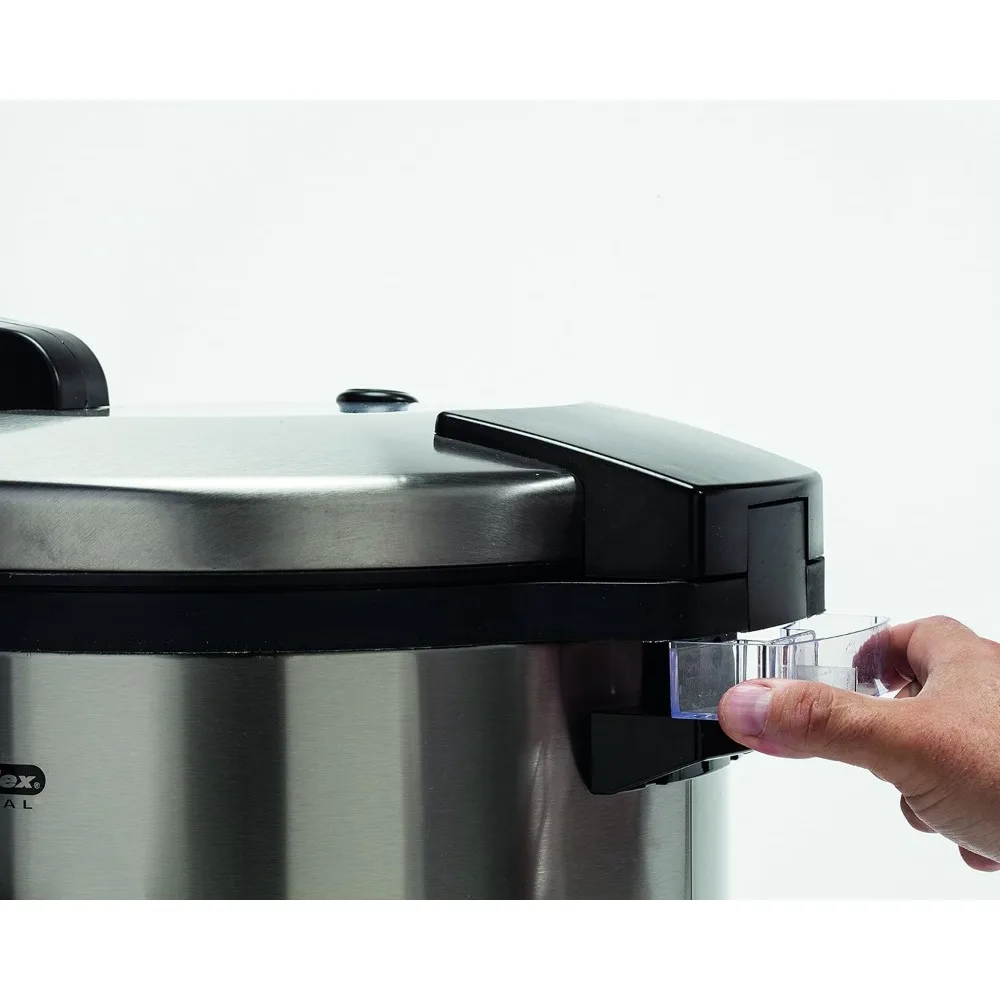 Rice Cooker/Warmer, 60 Cups Cooked Rice, Non-Stick Pot, Hinged Lid, Stainless Steel Housing