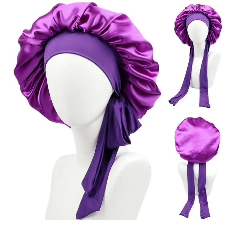 Hair Bonnets Satin Sleeping Hats with Wide Brimmed Bandage Elastic Headwear Wrap Makeup Band Cap Mutifunction Unisex Women Men