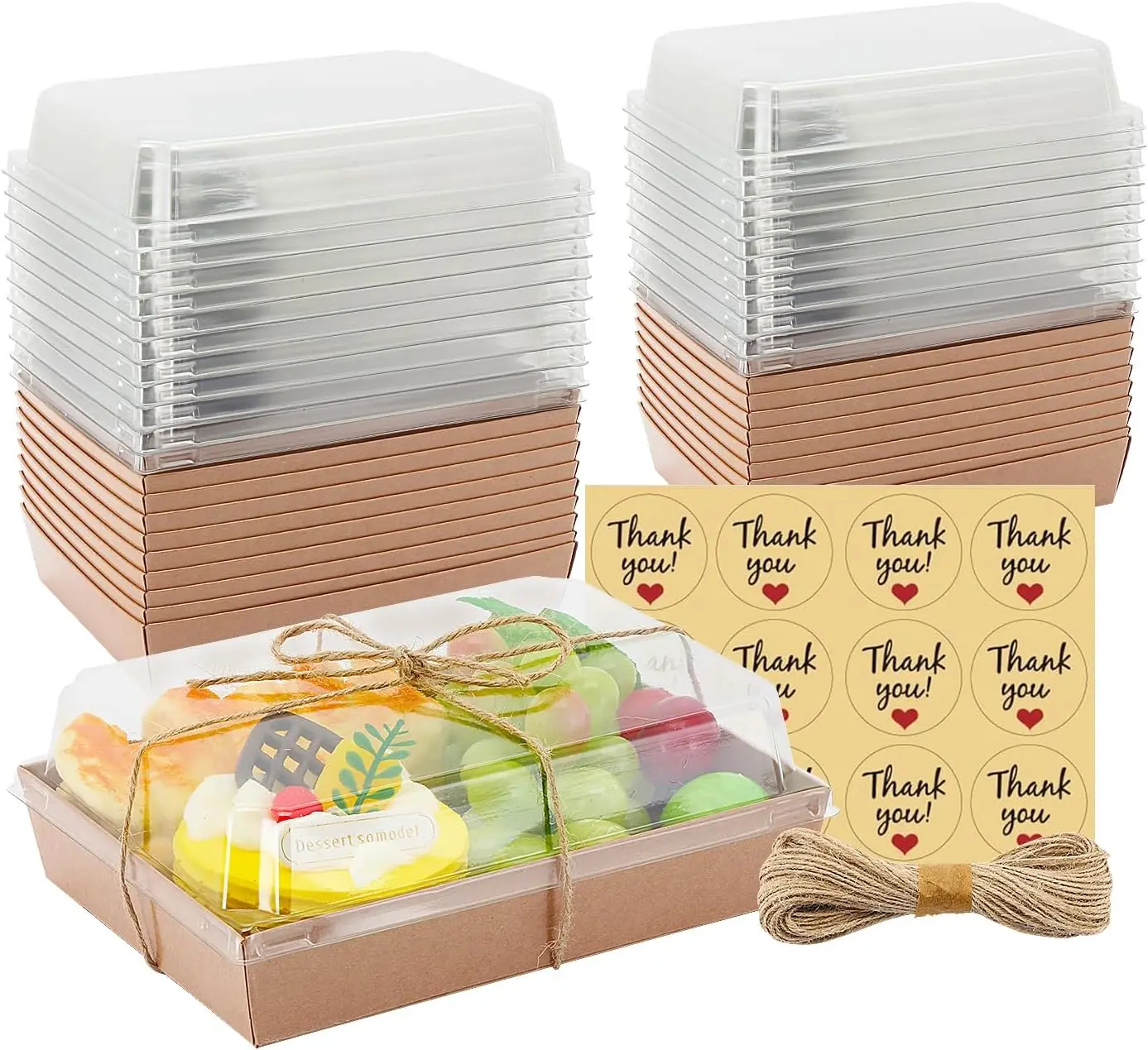 7x5x2.5 Charcuterie Boxes with Clear Lids, 25 Pack for Sandwiches, Cookies, Cupcakes, Pastries