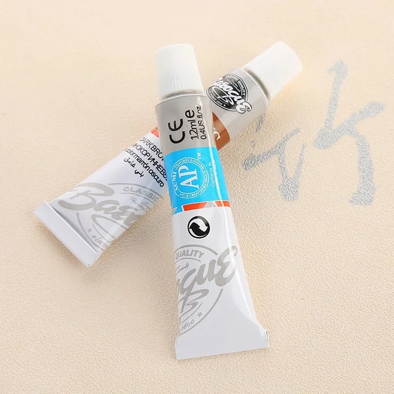 6 ml 12 colori Set di colori acrilici professionali Set di tubi per pittura murale dipinti a mano artista disegna pittura pennello senza pigmenti