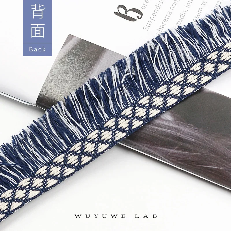 2m Bicolor Navy blue White Diamond Webbing Tassel Fringe Lace Trim Lace Clothing Curtains DIY Home Accessories Tassels Lace 3cm