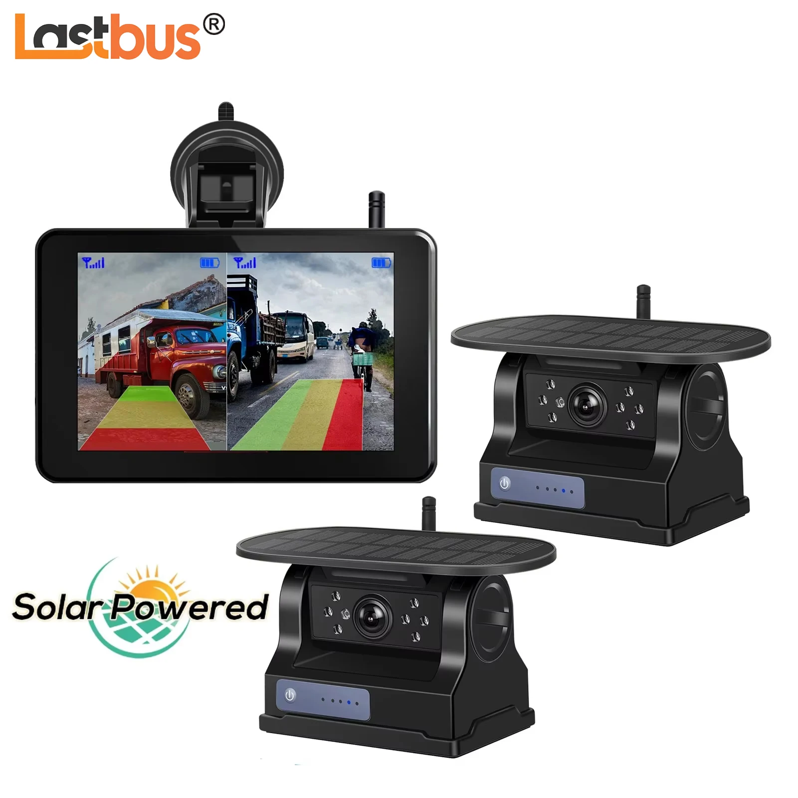 

Lastbus Wireless 5 " IPS Touch Screen DVR Quad Monitor With Solar Panel Magnetic Rear View Camera For Caravan Rvs Van