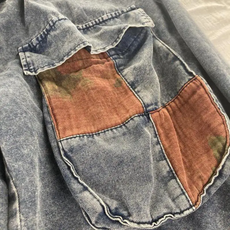 جديد وصول الصيف الفنون نمط المرأة مرونة الخصر القطن الدنيم العجل طول السراويل الكرتون نمط فضفاض خمر الحريم الجينز MT5