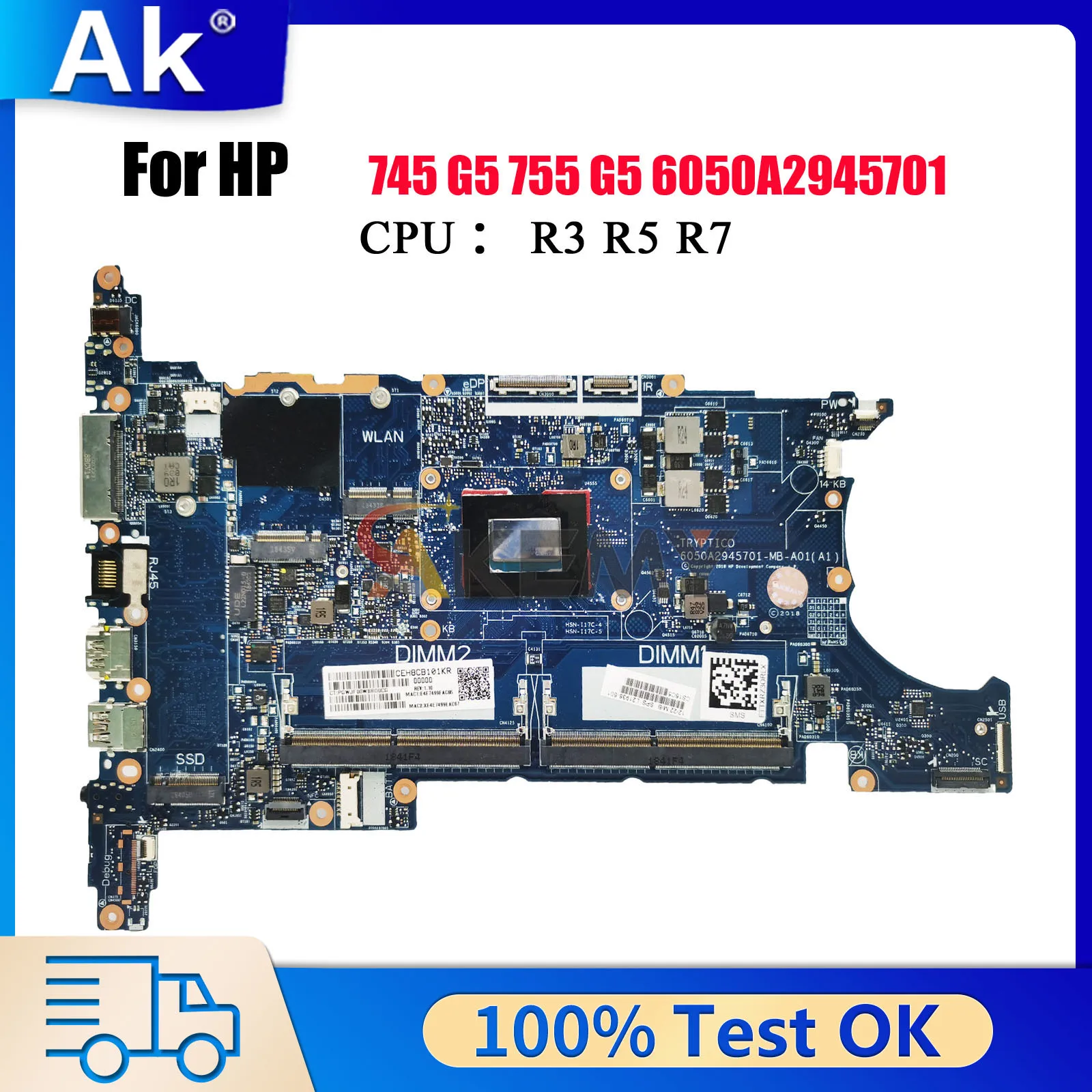 

6050A2945701 для ноутбука HP EliteBook 745 G5 755 G5, материнская плата L21936-001 L21937-001 с процессором R3 R5 R7 DDR4, 100% полностью протестирована