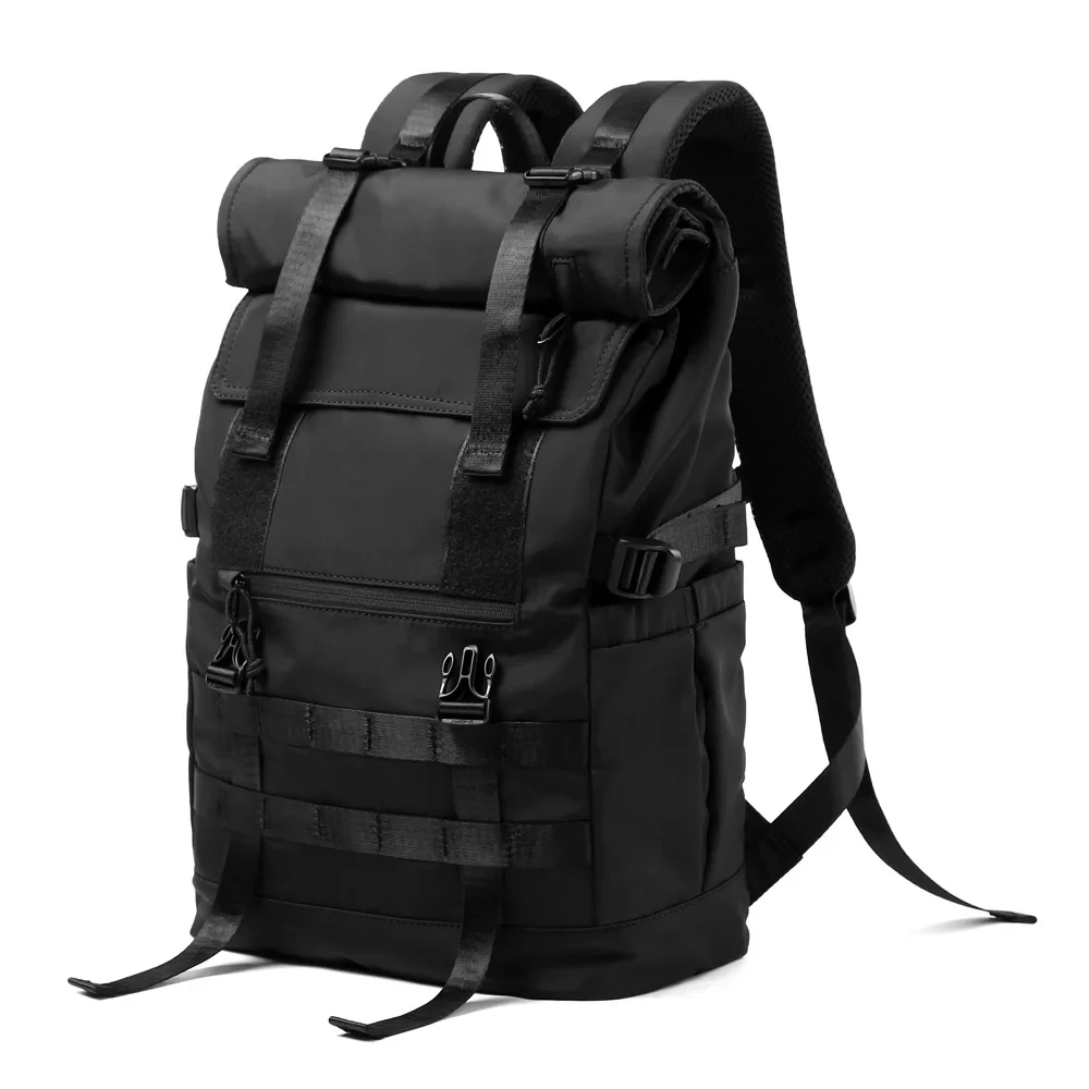 Roll Top Backpack for Men, Water Resistant Expandable, 17.3 inch Laptop Backpack for Commute Travel, 40 Max Liter Rucksack