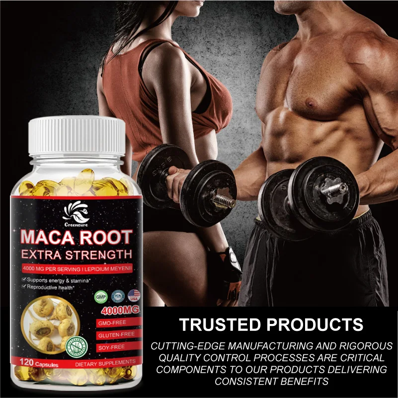 Greensure Maca Root Capsules | 4000mg | 60/120 Caps | Red Yellow Black Maca Root | Superfood | Non-GMO, Gluten Free Supplement