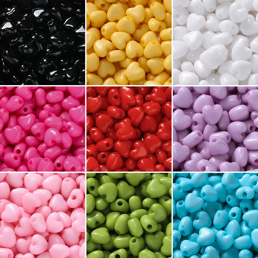 

100pcs/Lot Heart Shape Acrylic Loose Spacer Beads for DIY Bracelet Necklace Jewelry Making Accessories Supplies Wholesale