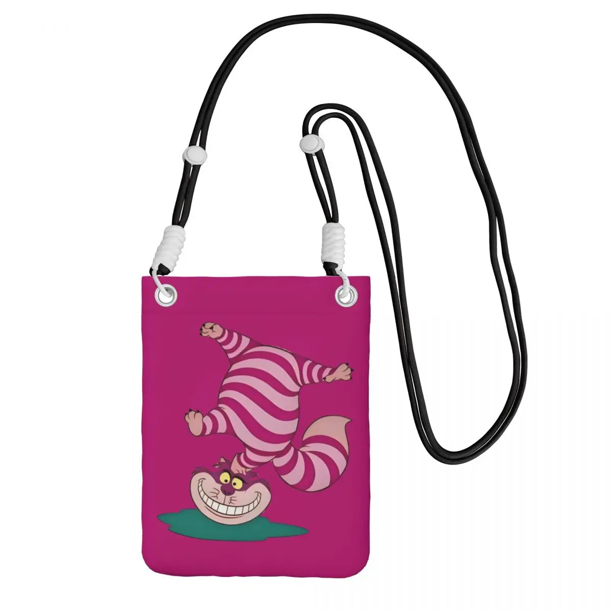 

Custom Alice In Wonderland Carry A Mobile Phone Bag Diagonally Women Men Cheshire Cat Shoulder Crossbody Bag Adjustable Length