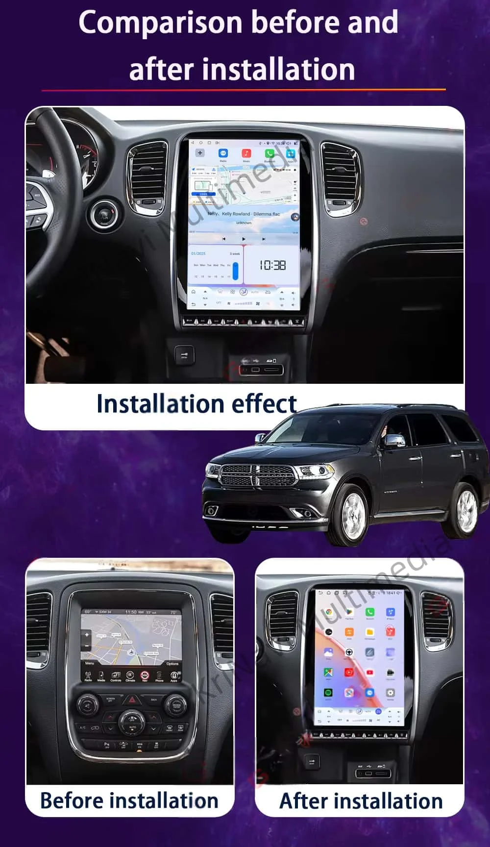 For Dodge Durango 2014-2016 Android 13 Car Multimedia Player Navigation Auto Stereo Radio Qualcomm 13.8 Inch Head Unit Carplay