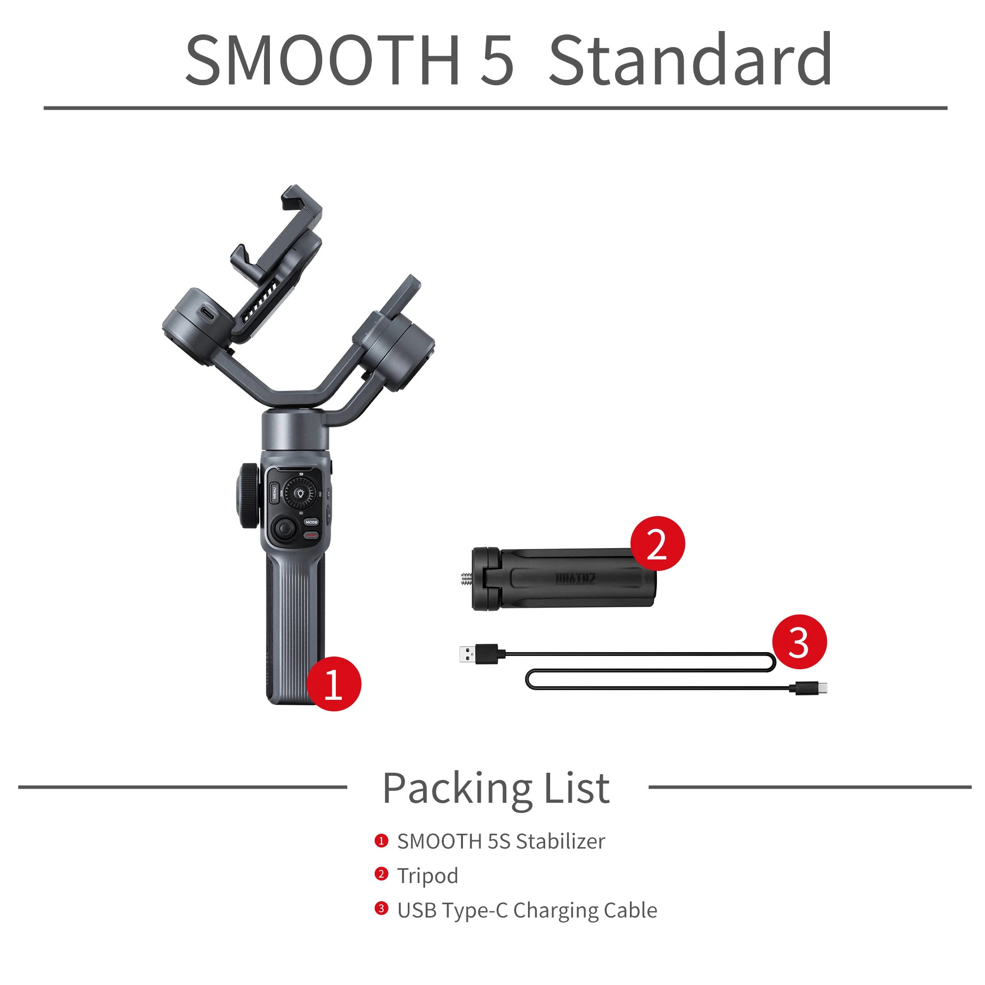 Zhiyun Smooth 5s 3-Axis مثبت أفقي محمول باليد لهواتف iPhone 11 12 13 14 Pro Max OnePlus الذكية