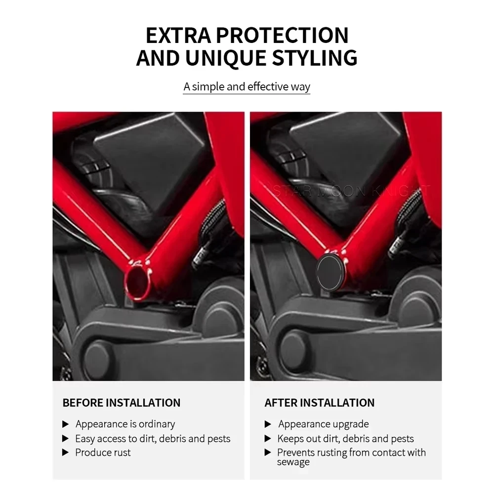 Frame End Caps For Ducati Multistrada 1250S 1200 S Enduro Pikes Peak 2015- 2022 Motorcycle Frame Hole Cover Caps Plug Decorative