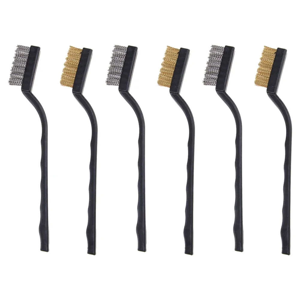 

Wire Brush Brass Brushes Woodworking 6pcs/Set Clean Tools Curved Handle Metal Remove Rust Mini Nylon Brush Home Kits