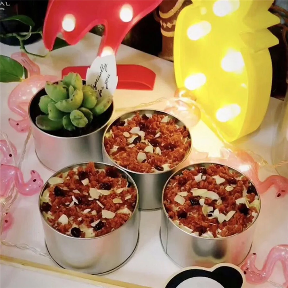 

4pcs Cake Tin Box Snacks Storage Container Sealed Food Jar Coffee Beans Storage Tank Transparent Lid Kitchen Tool Home Travel