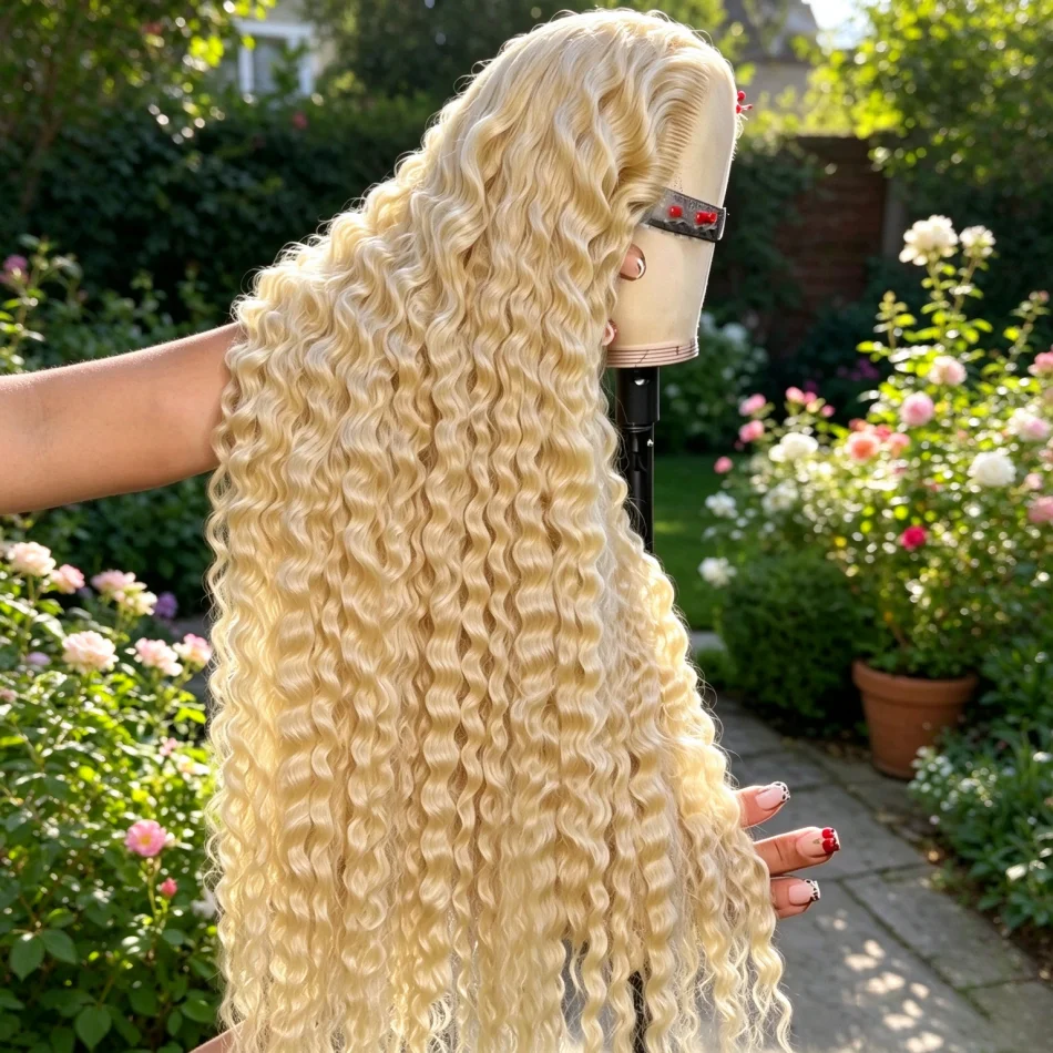 30 Inch 613 Blonde Deep Wave Wigs Human Hair Pre Plucked Pre Colored 13x6 HD Transparent Lace Frontal Wig Brazilian With Baby Hair Natural Hairline For Women