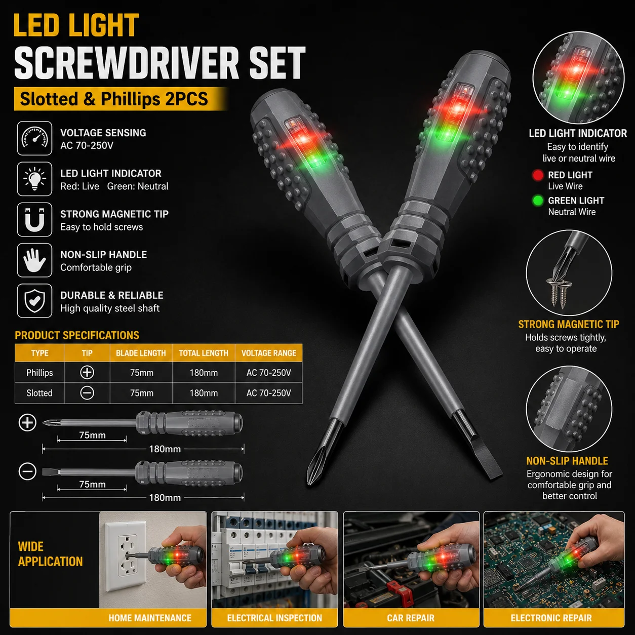 Power Tools Green Color - 70-600V AC Non Contact Voltage Tester